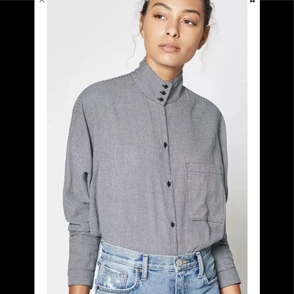 NWT Joie Ova top shirt houndstooth XS navy